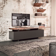 wood tv stand in modern room