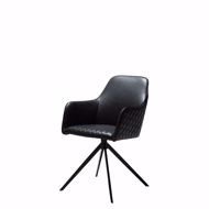 图片 TWINE Swivel Chair - Black Leather