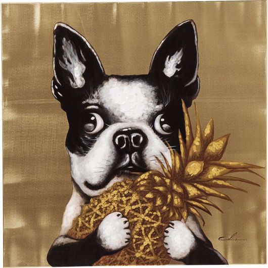 Picture of Dog with Pineapple Hand Touched