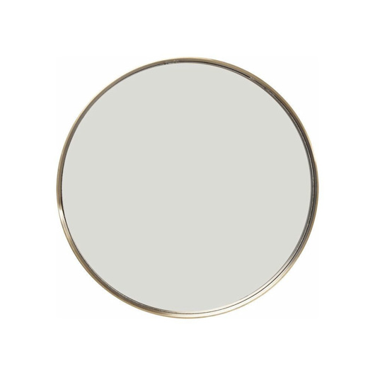 Brass metal framed round mirror