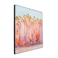Image sur Swarm Of Flamingos Acrylic Painting