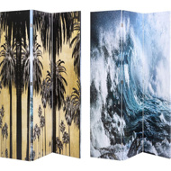Image sur Triptychon Wave vs Palms Room Divider