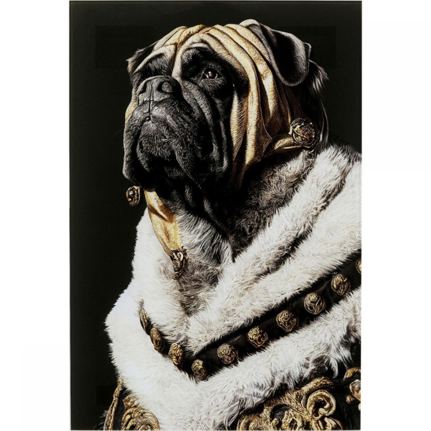 Picture of King Pug Glass Picture 40X60CM