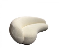 Image sur TrendLux Fabric Curve Sofa - White